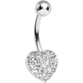 BodyCandy 16G Solid 14k White Gold Cubic Zirconia Paved Heart Belly Ring — main product shot