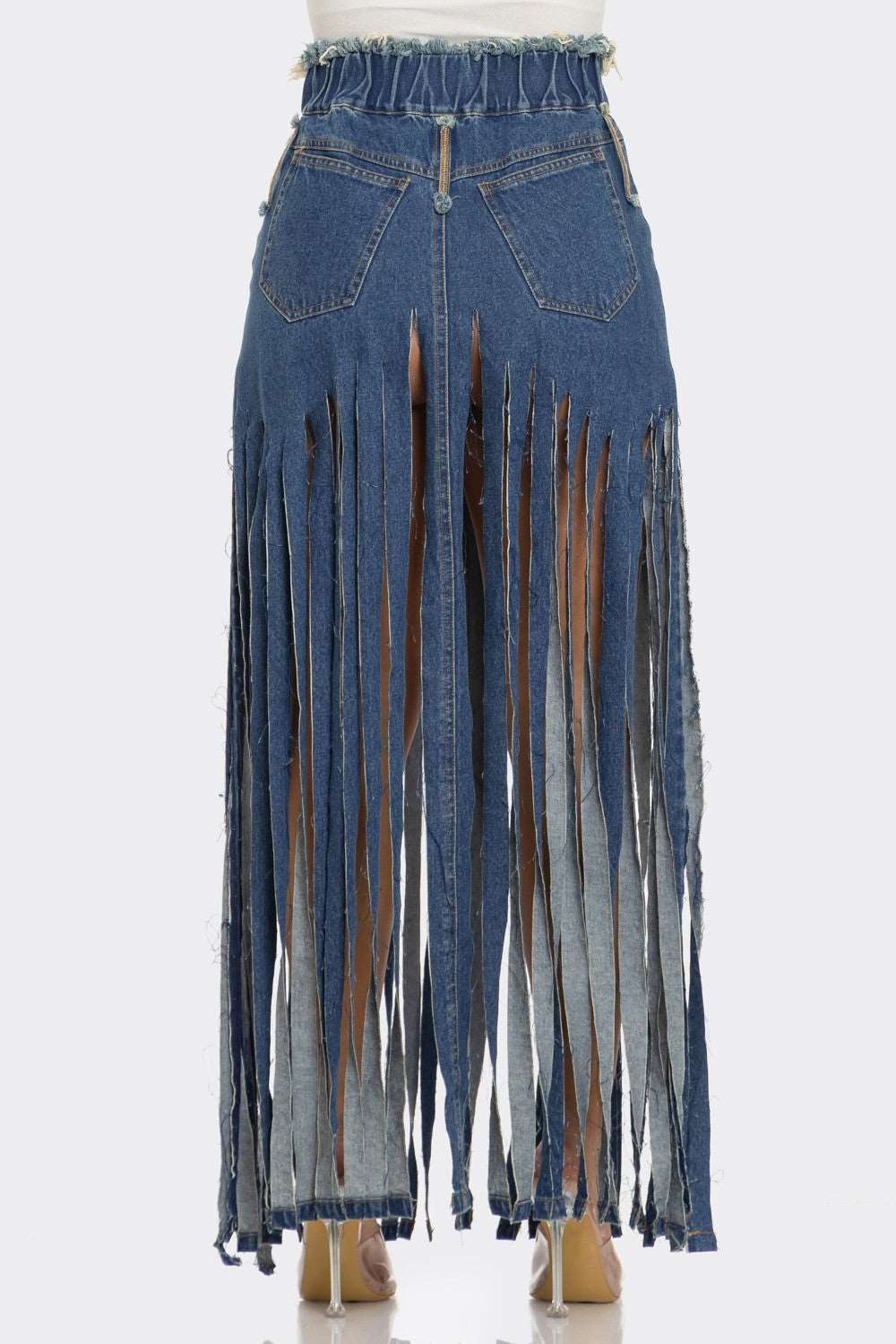 Cochella Bohemian Rhapsody Fringe Denim Skirt