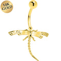 BodyCandy 16G Solid 14K Yellow Gold Dragonfly Belly Ring — main product shot