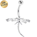 BodyCandy 16G Solid 14K White Gold Dragonfly Belly Ring — main product shot