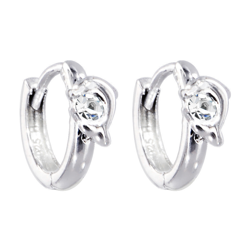 BodyCandy Sterling Silver Cubic Zirconia DOLPHIN Huggy Hoop Earrings — main product shot