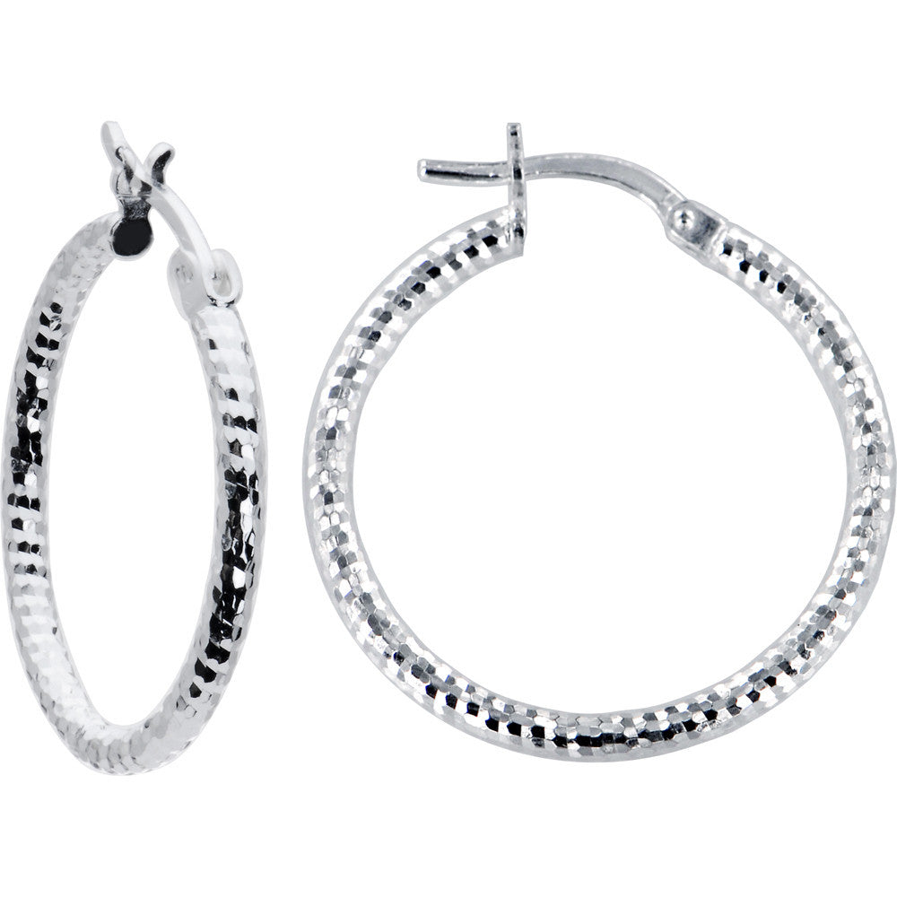 BodyCandy 925 Sterling Silver 3/4 Inch Diamond Cut Hoop Earrings — main product shot