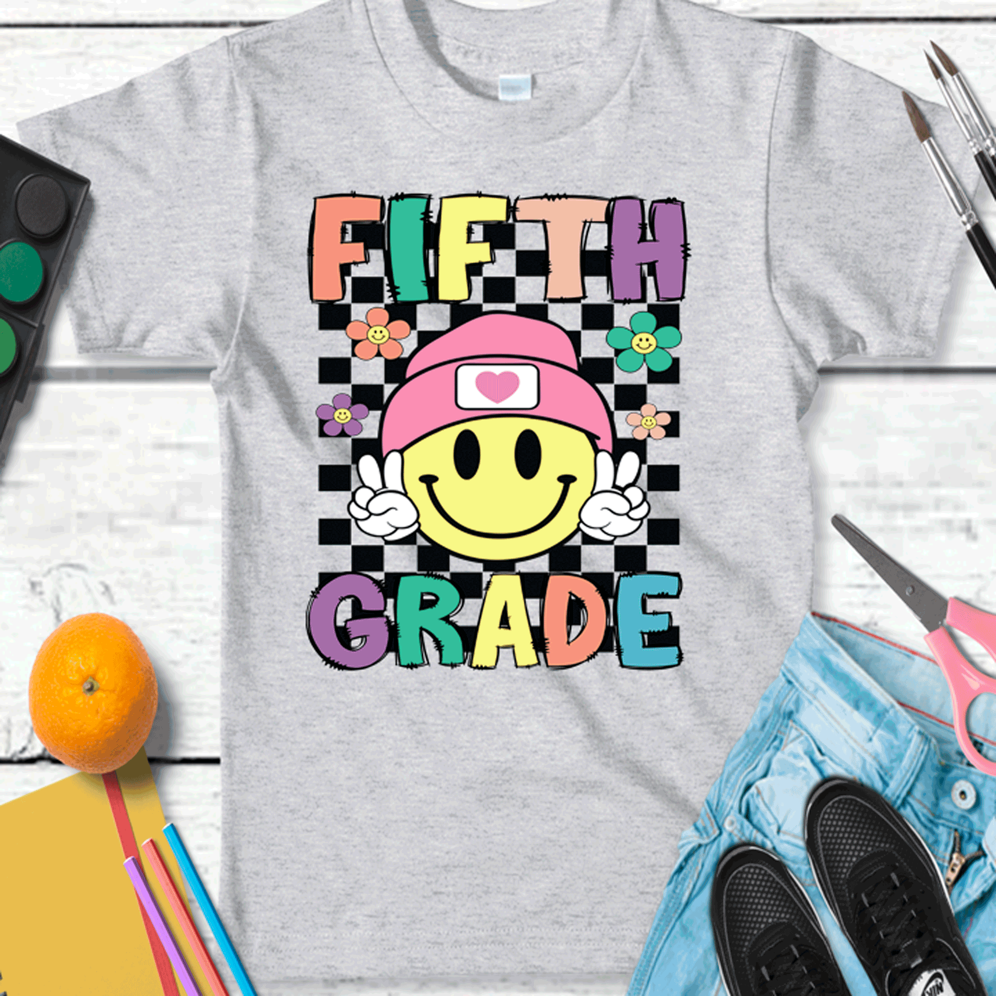 A Blessed Texas Mess Boutique Retro Smiley face Peace Sign ALL Grade Shirts, Grade Teacher, All Grades,… — dtf / graphic shirts category context