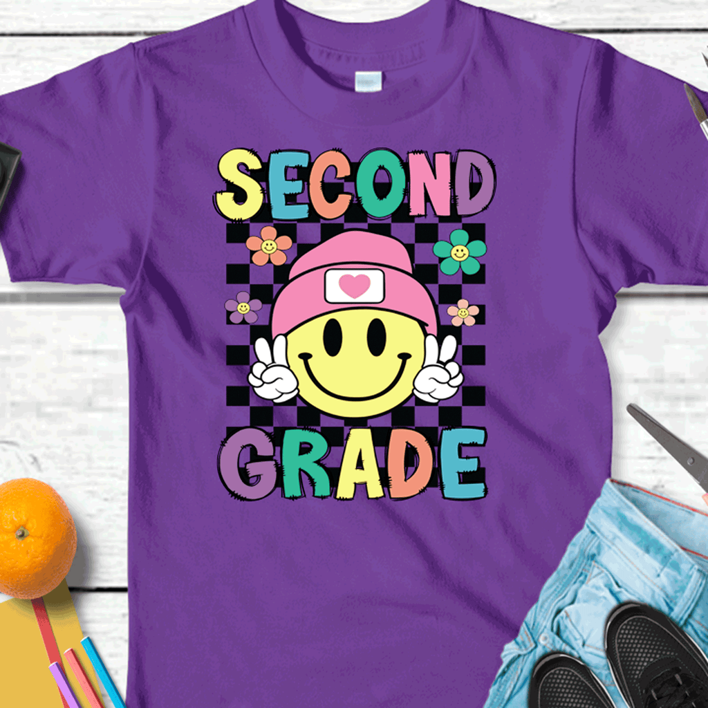 A Blessed Texas Mess Boutique Retro Smiley face Peace Sign ALL Grade Shirts, Grade Teacher, All Grades,… — detail shot 6