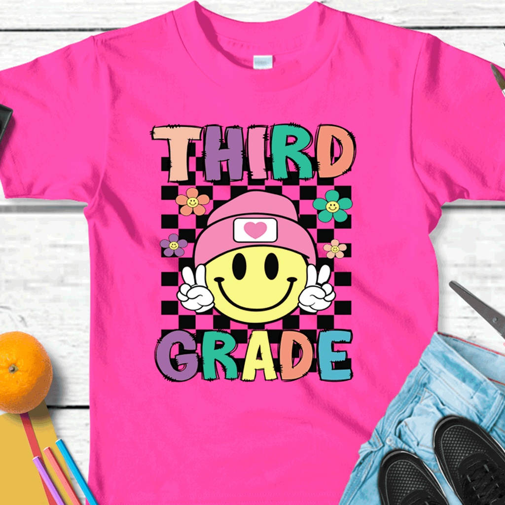 A Blessed Texas Mess Boutique Retro Smiley face Peace Sign ALL Grade Shirts, Grade Teacher, All Grades,… — lifestyle worn / used context