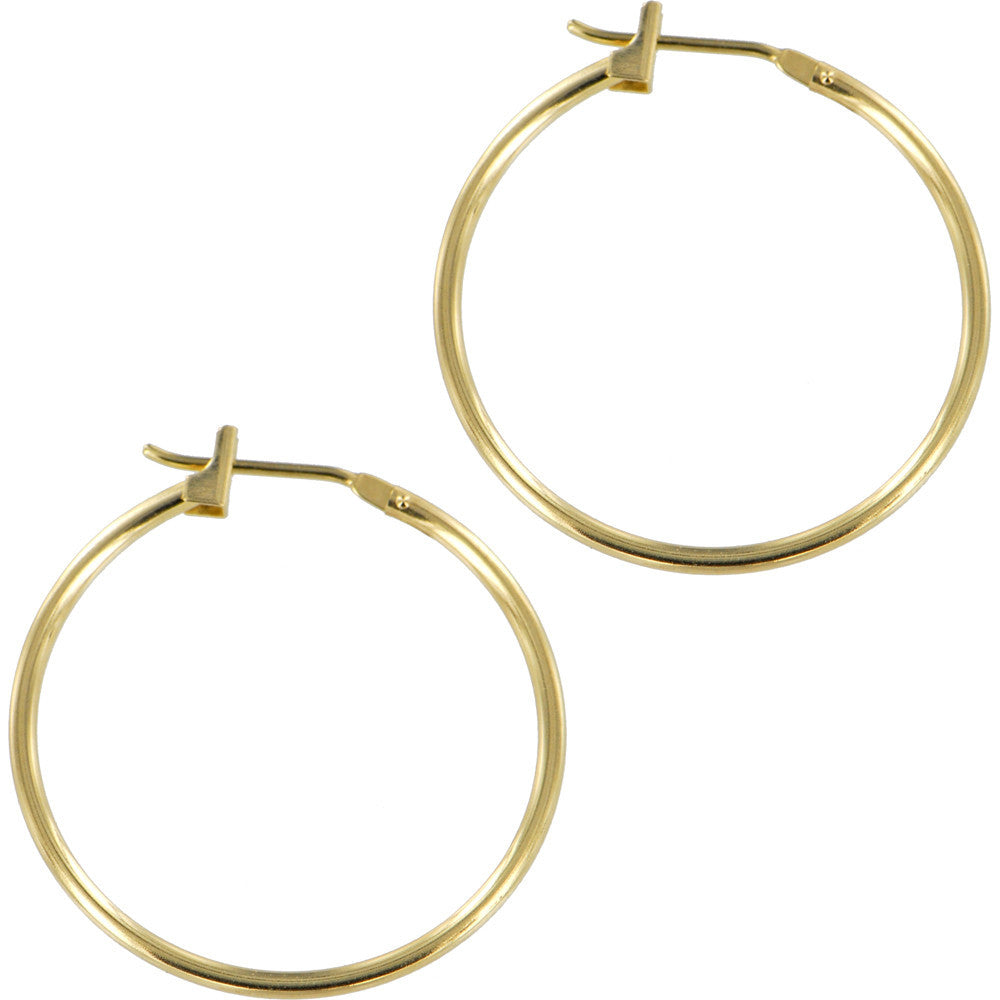 BodyCandy Solid 14K Yellow Gold Hoop Earrings 1 Inch Diameter — main product shot