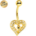BodyCandy 16G Solid 14K Yellow Gold Cubic Zirconia CHARMING HEART Belly Ring — main product shot