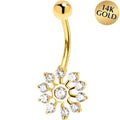 BodyCandy 16G Solid 14K Yellow Gold Cubic Zirconia PEACOCK Belly Ring — main product shot