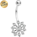 BodyCandy 16G Solid 14K White Gold Cubic Zirconia PEACOCK Belly Ring — main product shot