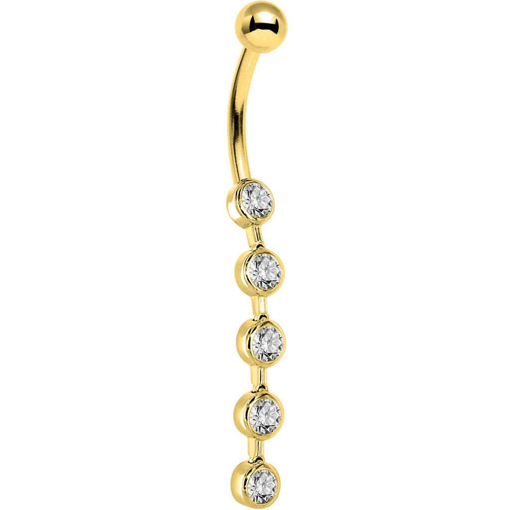 BodyCandy 16G Solid 14K Yellow Gold Paragon Cubic Zirconia Drop Belly Ring — lifestyle context