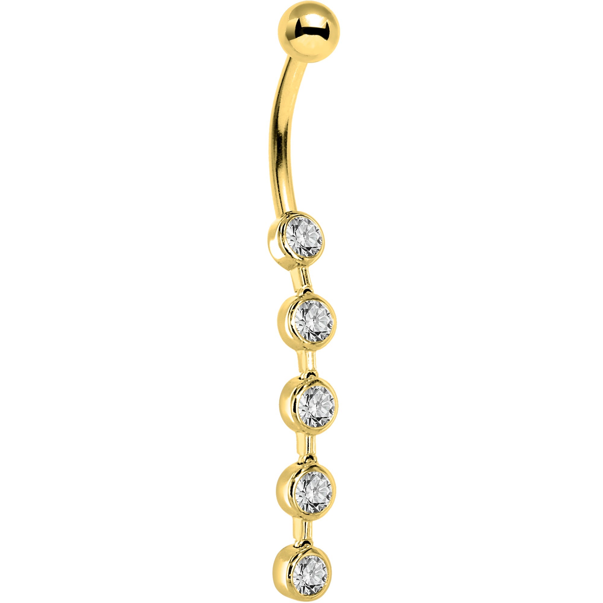 BodyCandy 16G Solid 14K Yellow Gold Paragon Cubic Zirconia Drop Belly Ring — lifestyle context