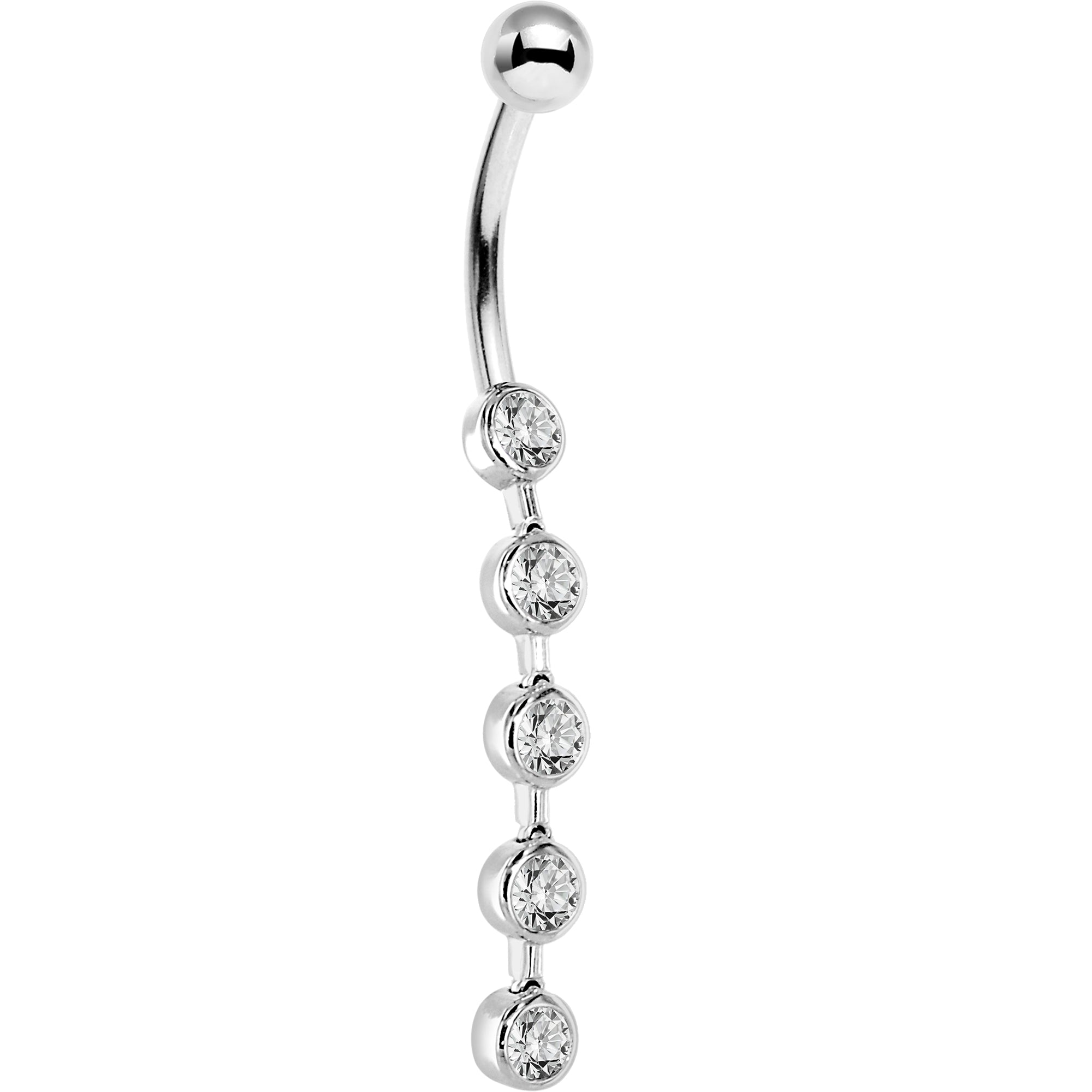 BodyCandy 16G Solid 14K White Gold PARAGON Cubic Zirconia Drop Belly Ring — lifestyle context