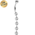 BodyCandy 16G Solid 14K White Gold PARAGON Cubic Zirconia Drop Belly Ring — main product shot