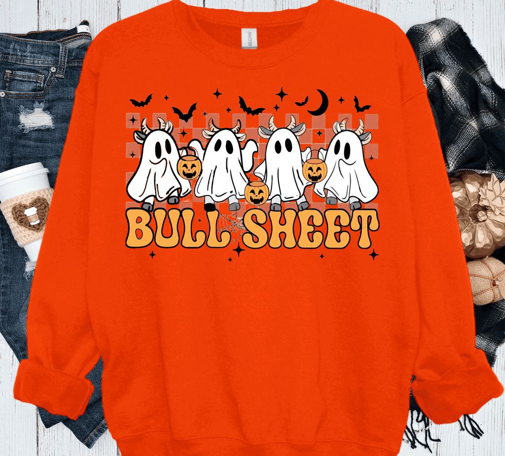 A Blessed Texas Mess Boutique BOO Ghost Bulls Sheet Farmlife Halloween Comfort Colors — detail shot 6
