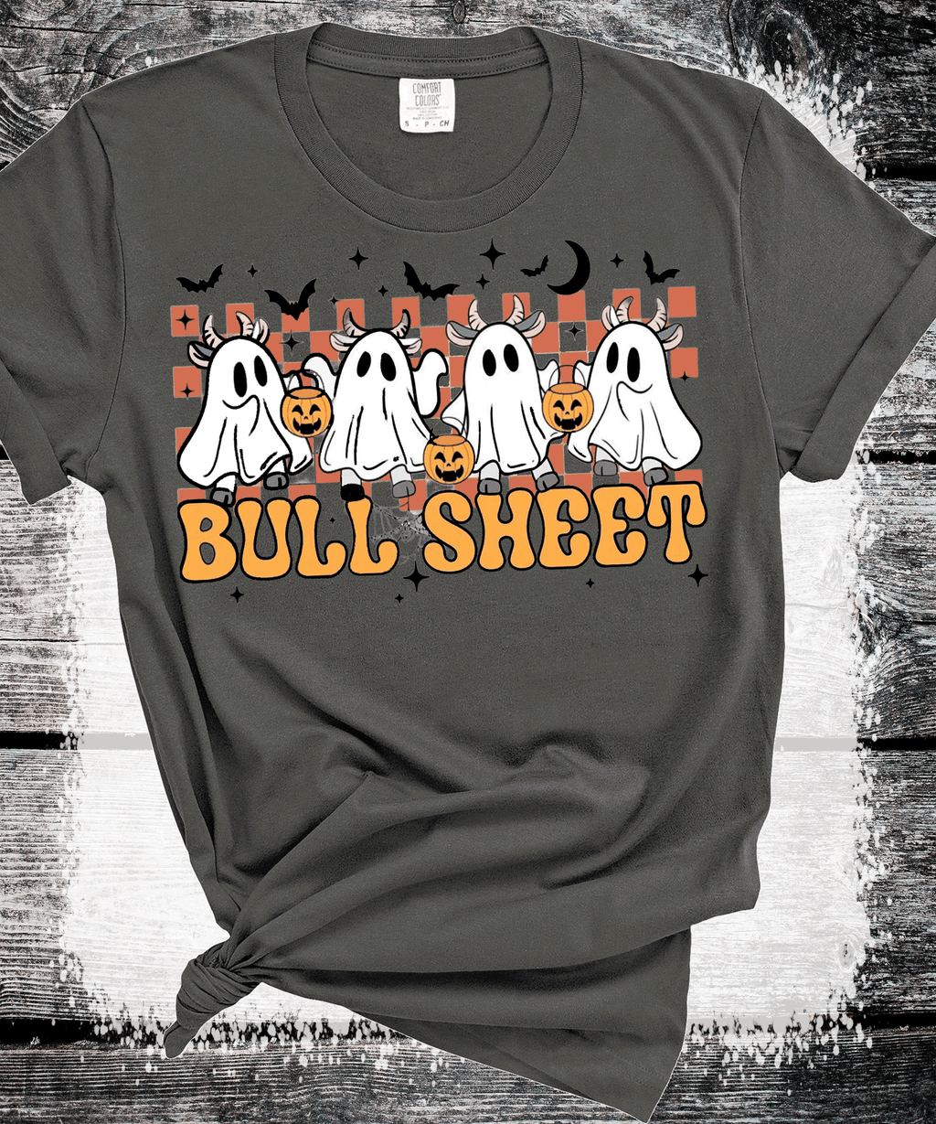 A Blessed Texas Mess Boutique BOO Ghost Bulls Sheet Farmlife Halloween Comfort Colors — detail shot 7