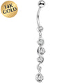 BodyCandy 16G Solid 14K White Gold Scroll Delight Cubic Zirconia Belly Ring — main product shot