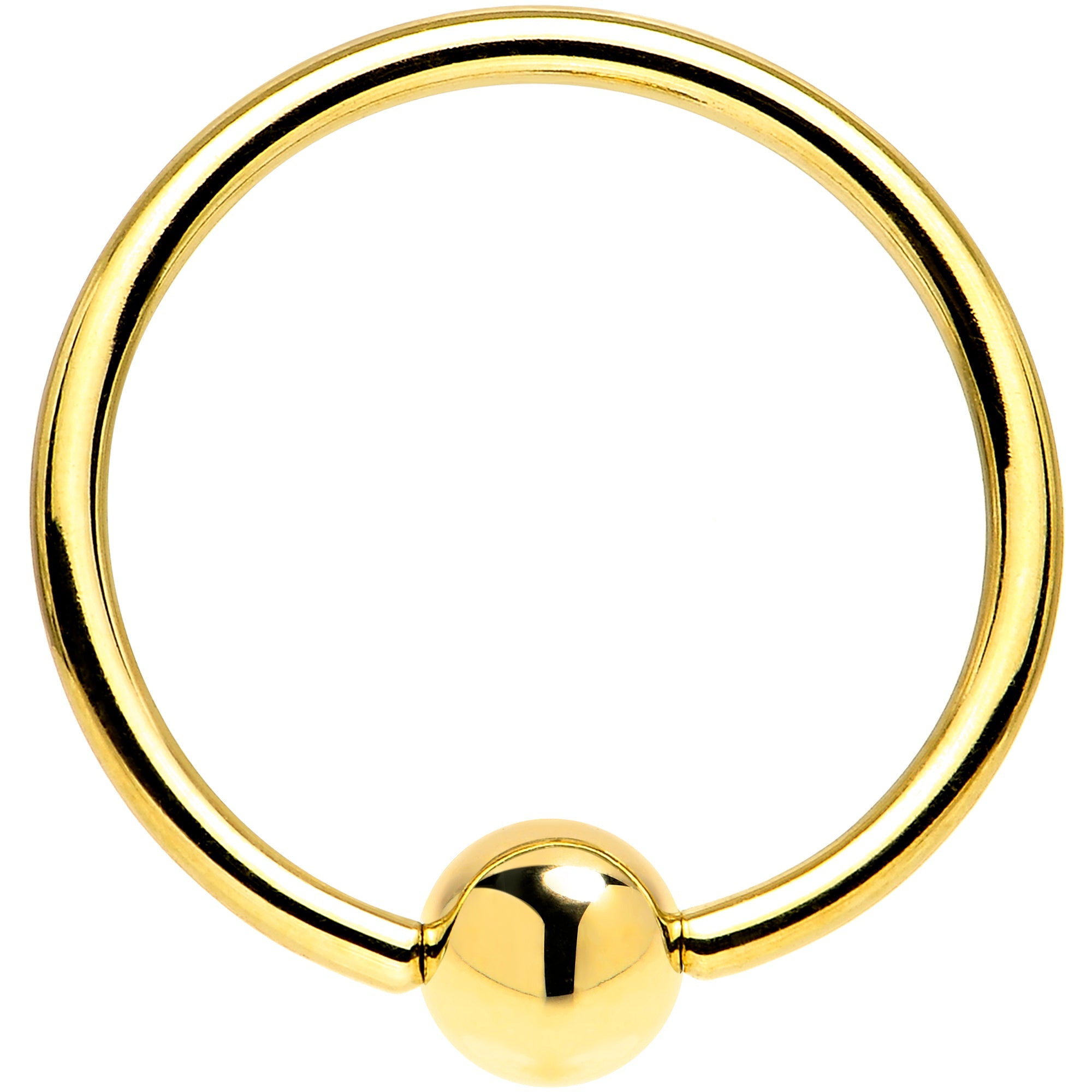 BodyCandy 16G 9/16 Solid 14K Yellow Gold BCR Captive Ring — detail close-up