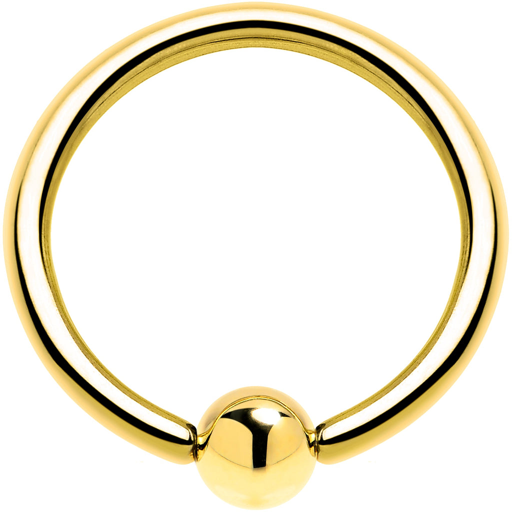 BodyCandy Solid 14K Yellow Gold 16G 3/8 Ball Captive Ring 3mm Ball — detail close-up