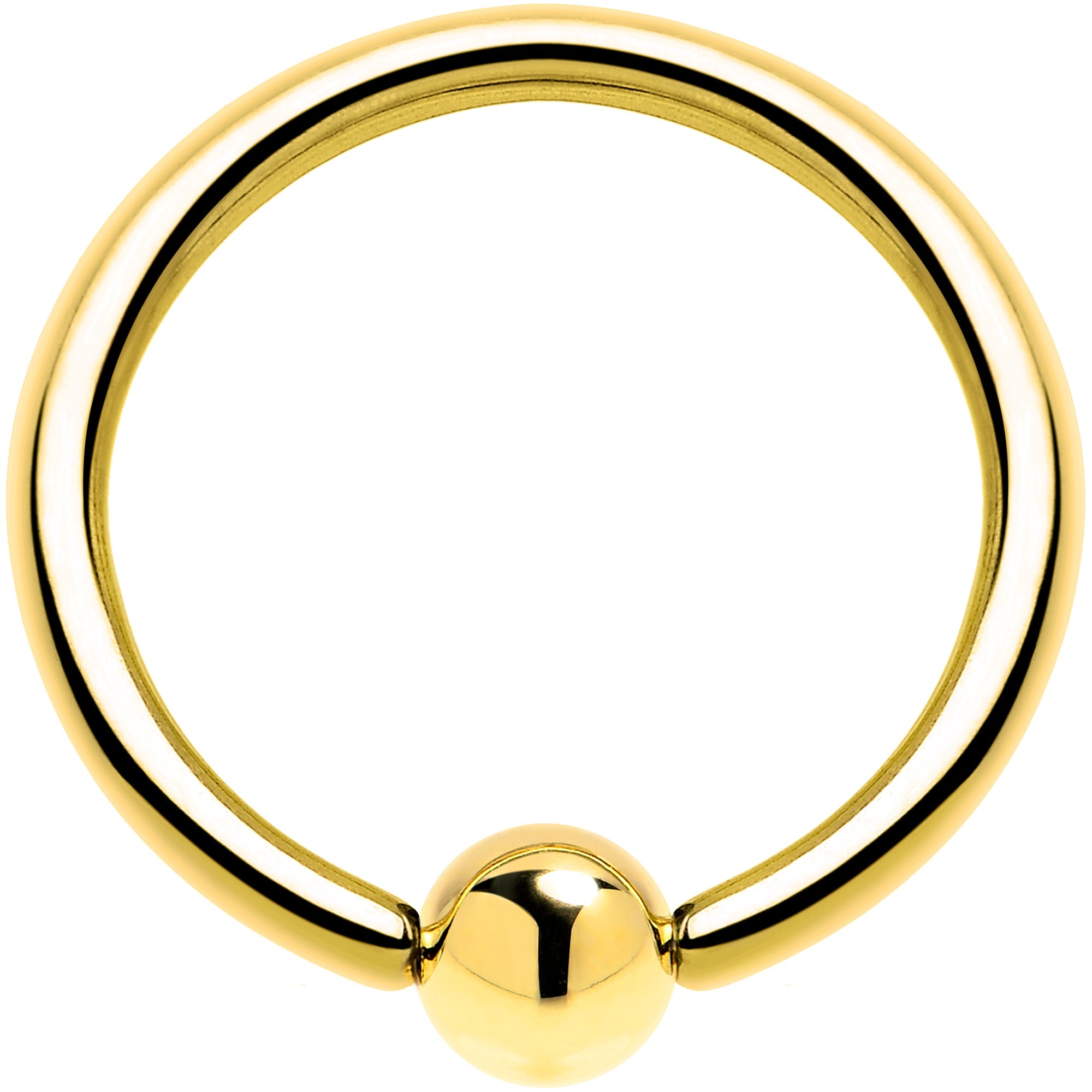 BodyCandy Solid 14K Yellow Gold 16G 3/8 Ball Captive Ring 3mm Ball — detail close-up