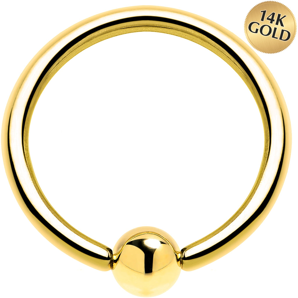 BodyCandy Solid 14K Yellow Gold 16G 3/8 Ball Captive Ring 3mm Ball — main product shot