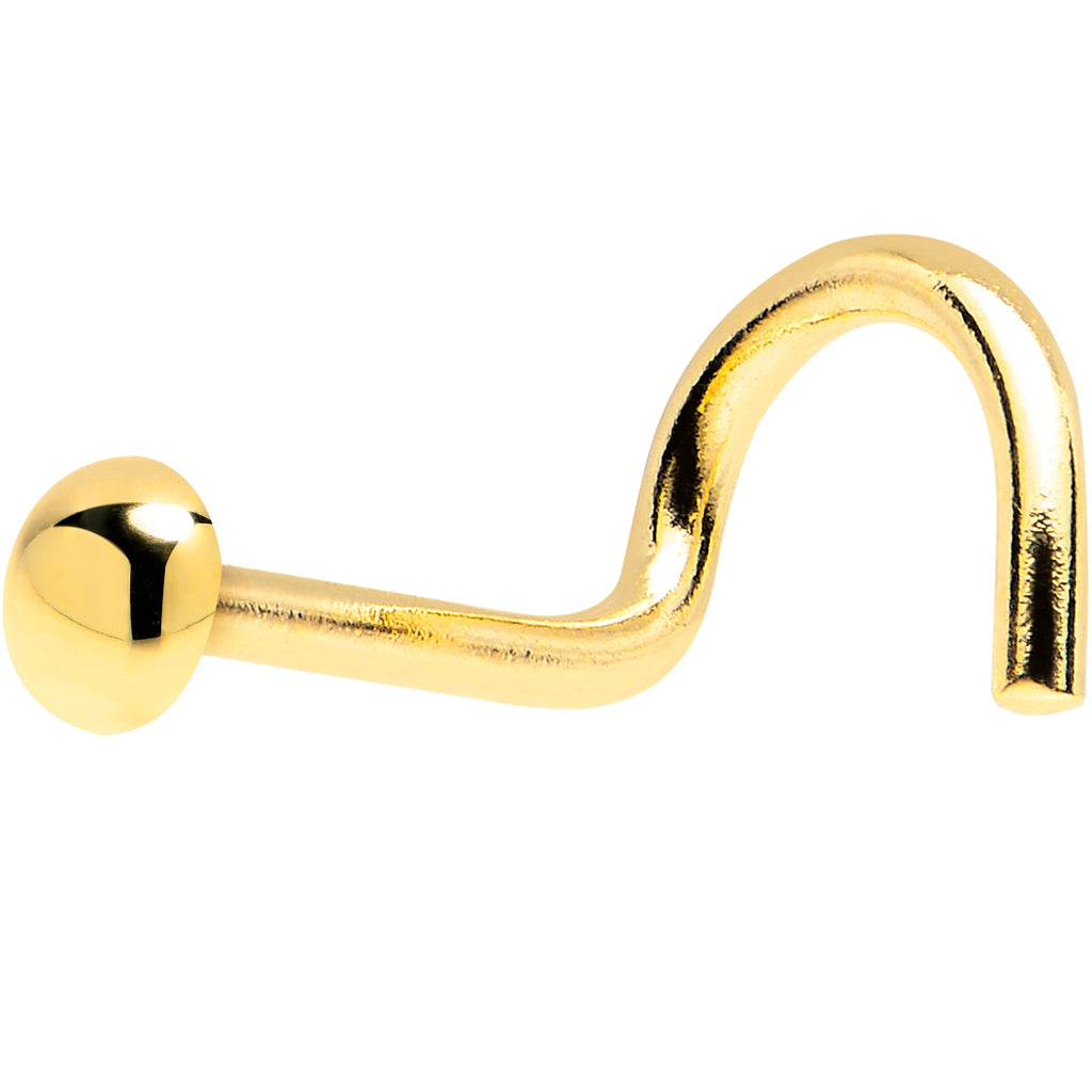 BodyCandy Solid 14K Yellow Gold Dome Nose Ring — detail close-up