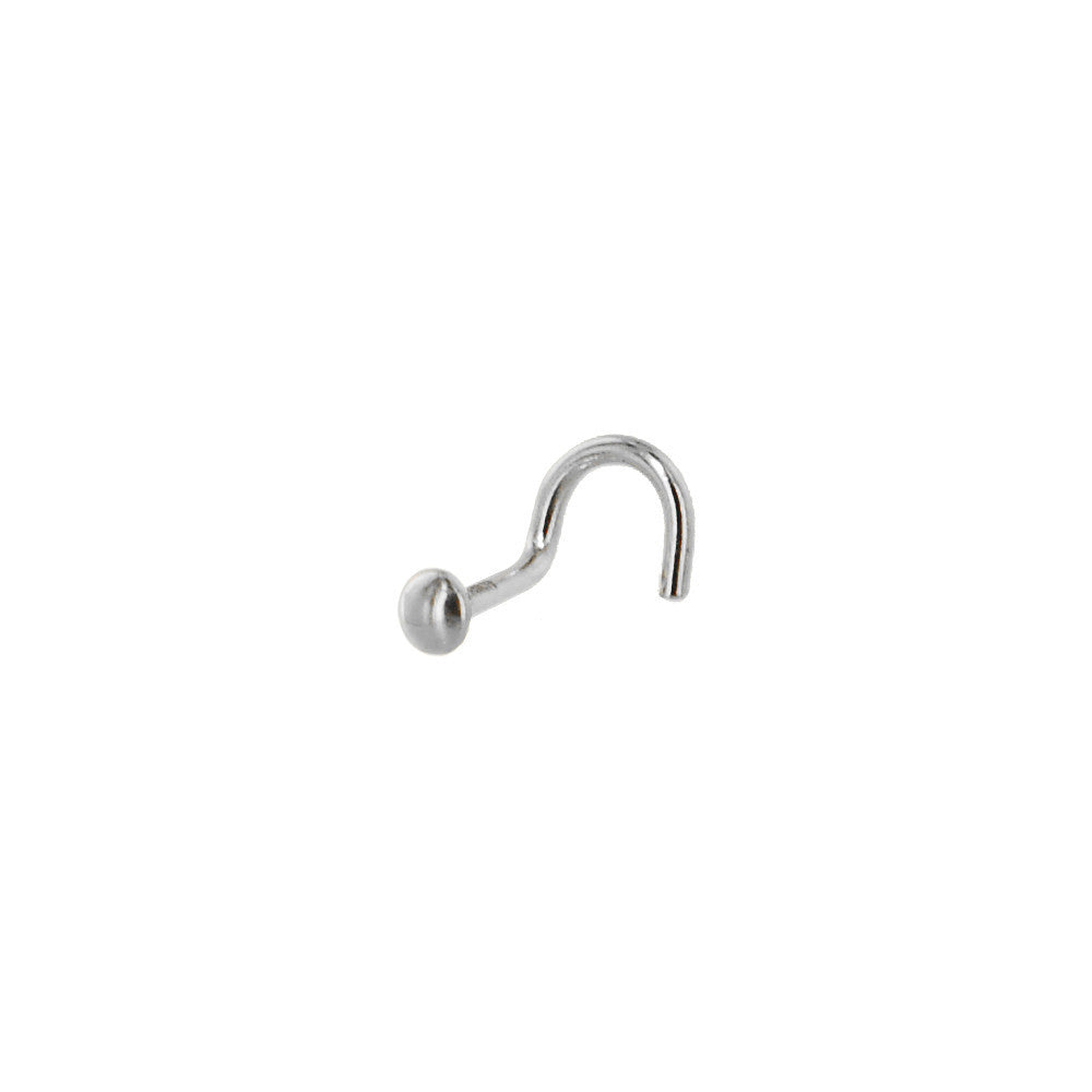 BodyCandy Solid 14K White Gold DOME Nose Ring — back view