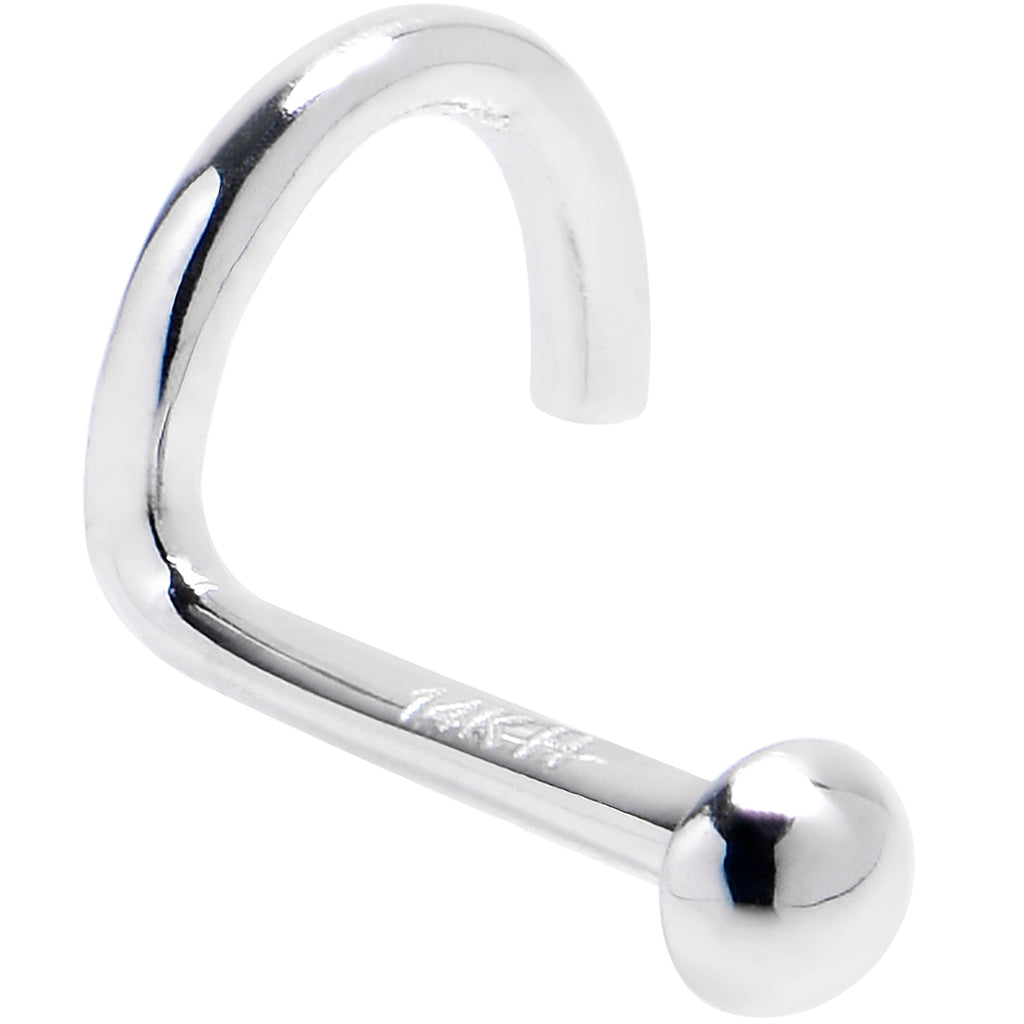 BodyCandy Solid 14K White Gold DOME Nose Ring — detail close-up