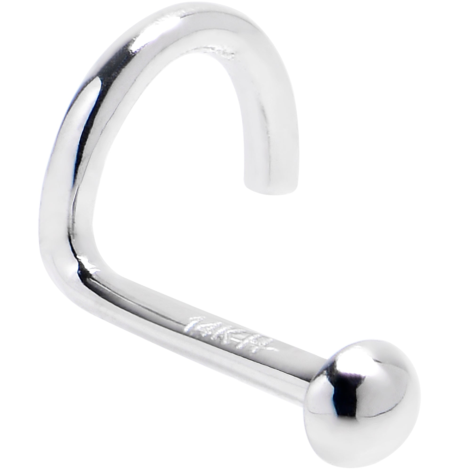 BodyCandy Solid 14K White Gold DOME Nose Ring — detail close-up