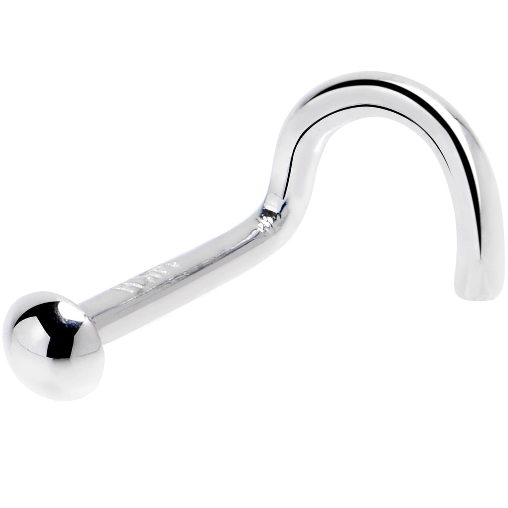 BodyCandy Solid 14K White Gold DOME Nose Ring — side view