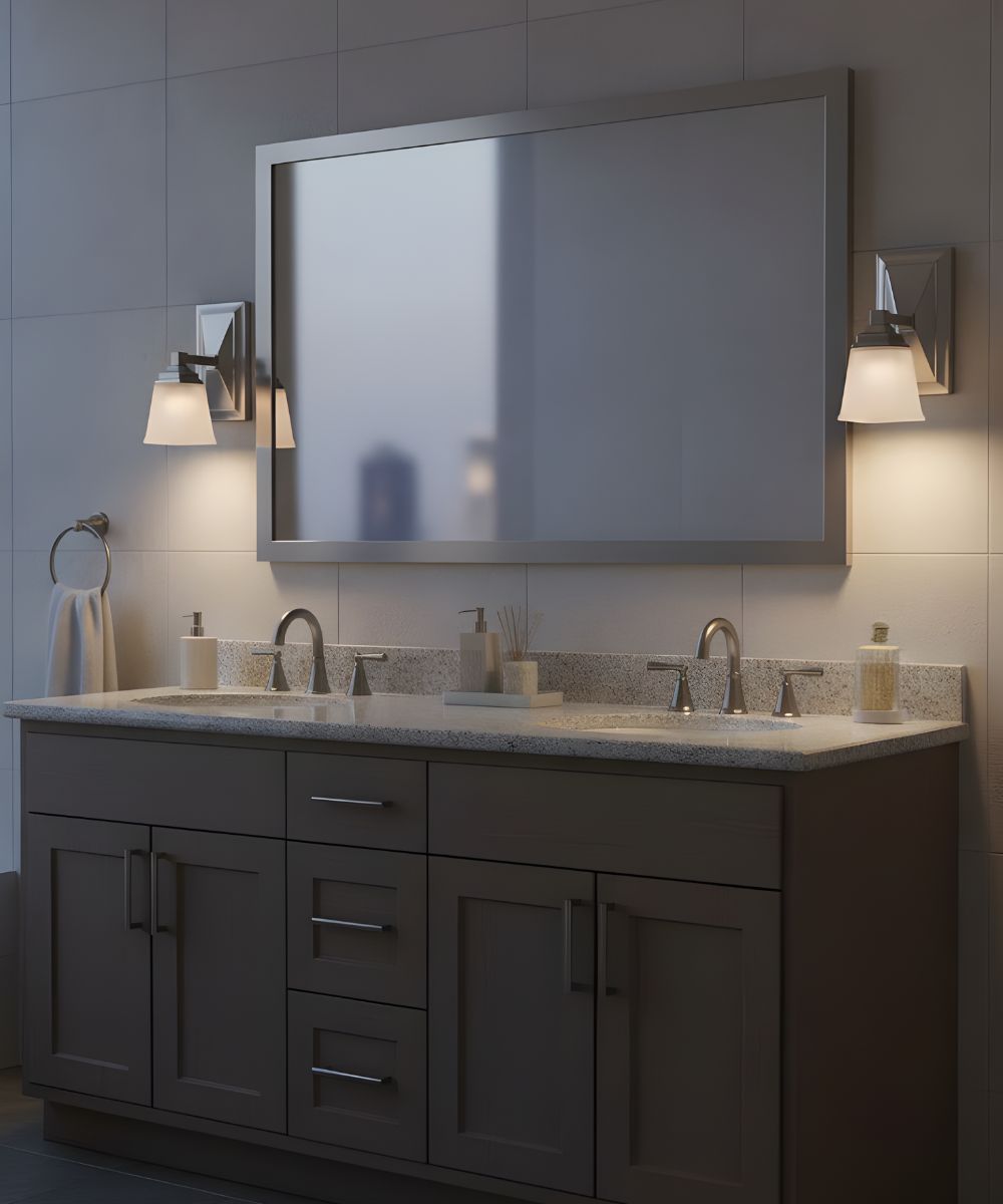5"W 1-Light LED Bath Vanity Light Fixture Brushed Nickel Finish with Square Shade – LampsUSA, view 3