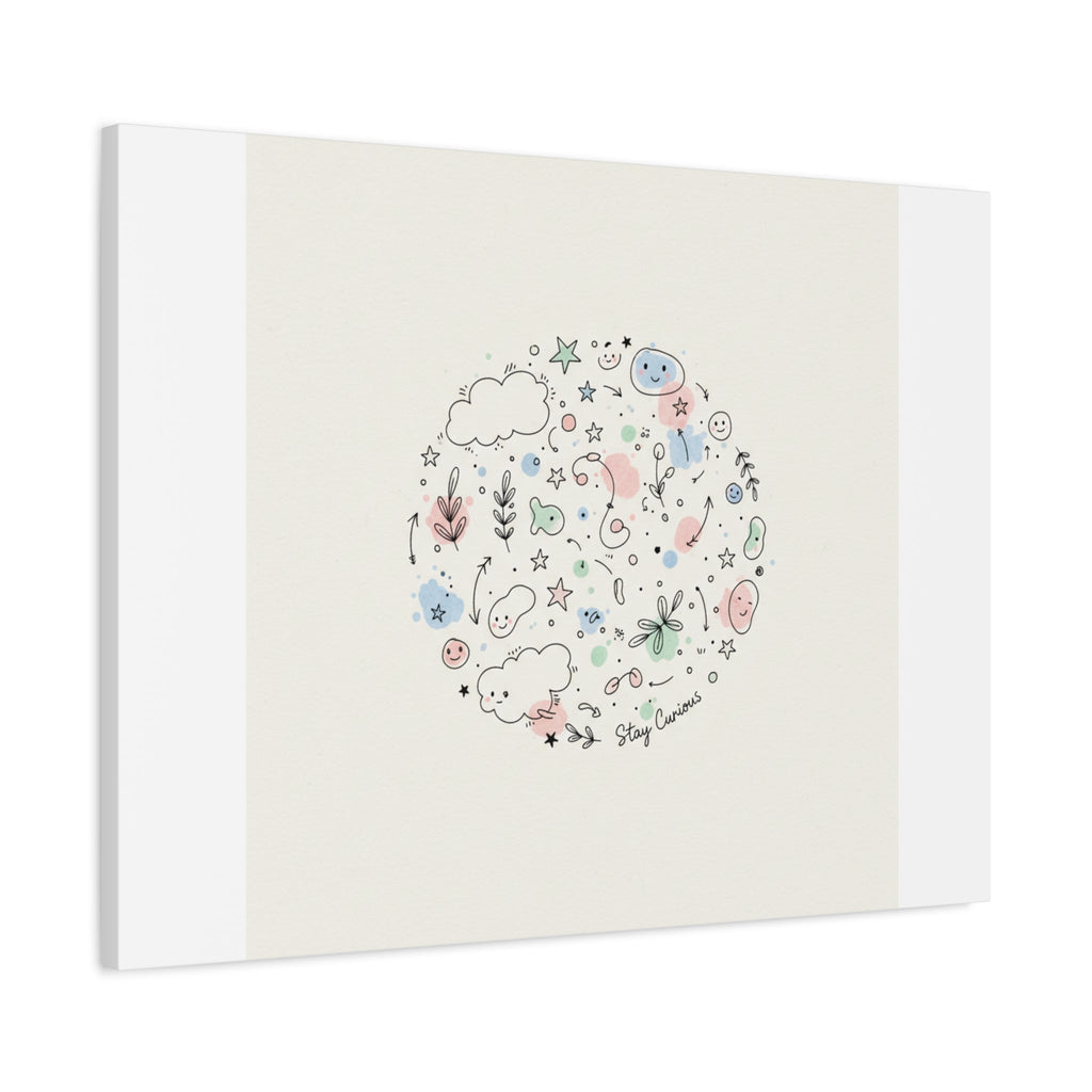 Doodle Circle Line Drawing Matte Canvas, Hand-Drawn Sketch Art