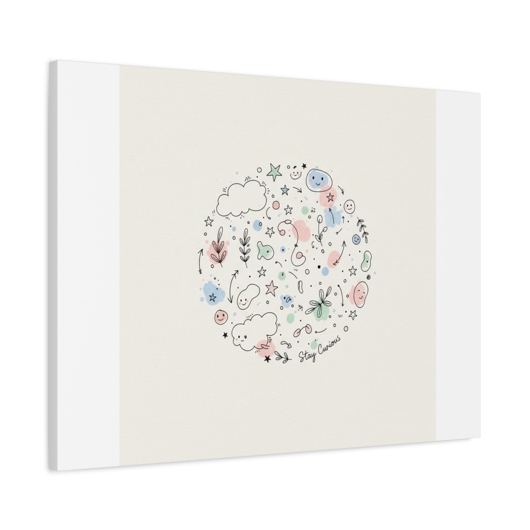 Doodle Circle Line Drawing Matte Canvas, Hand-Drawn Sketch Art