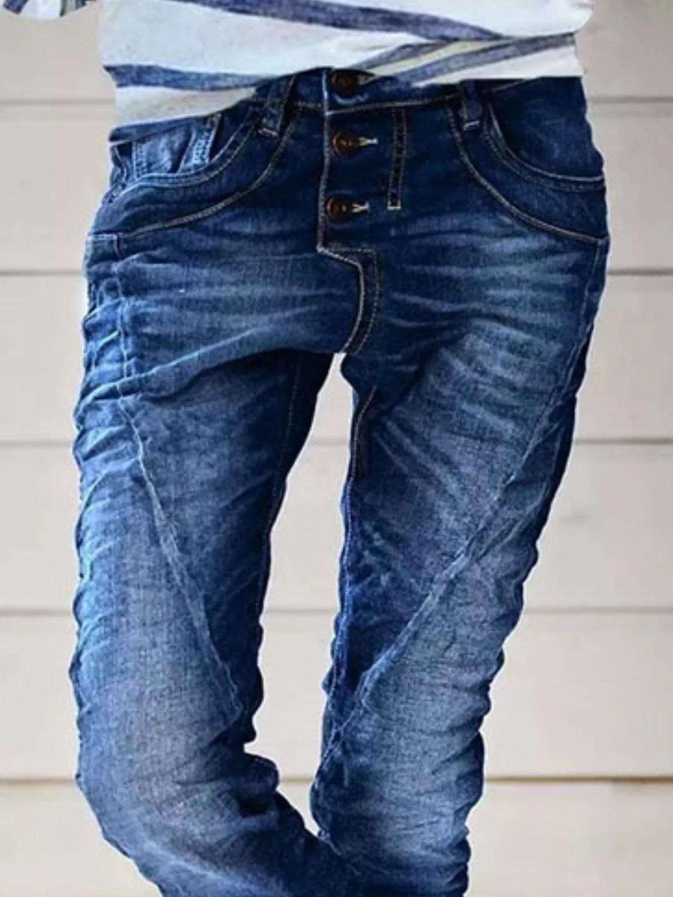 Full Size Washed Button-Fly Jeans Plus Size