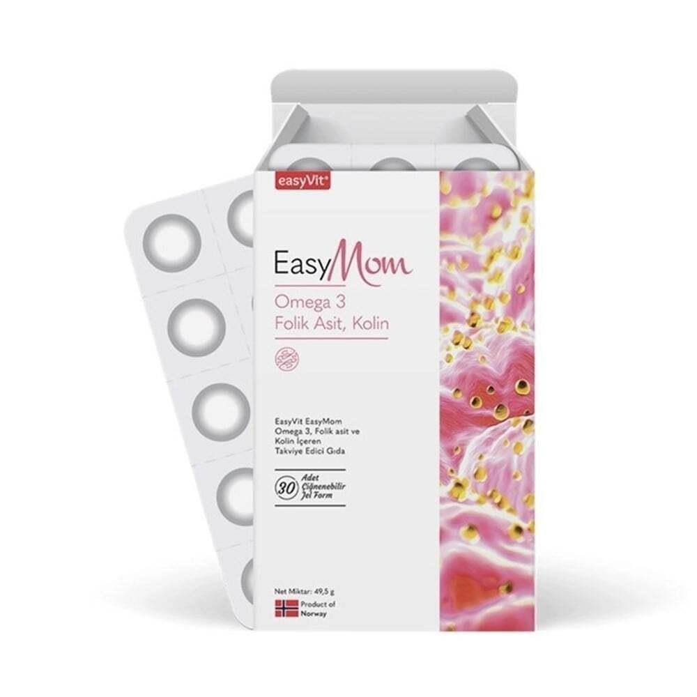 EasyMom Omega-3 Prenatal Vitamins - Chewable Dietary Supplement for Heart Health and Fetal Development