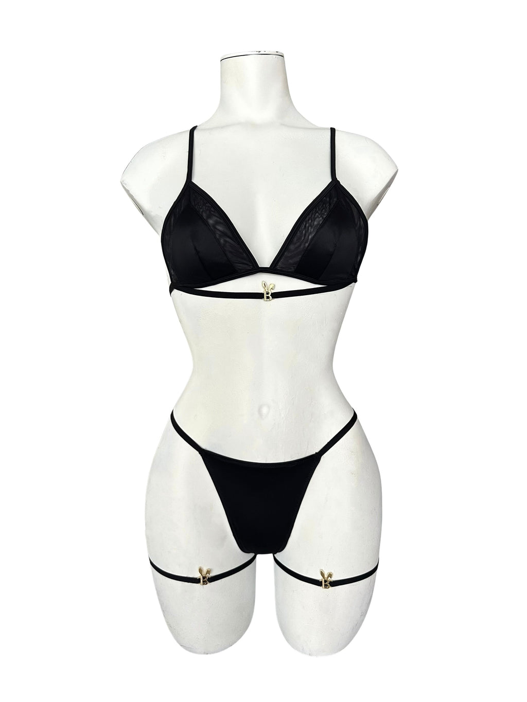 BUNNIES ROOM LINGERIE SET IN BLACK — lifestyle context