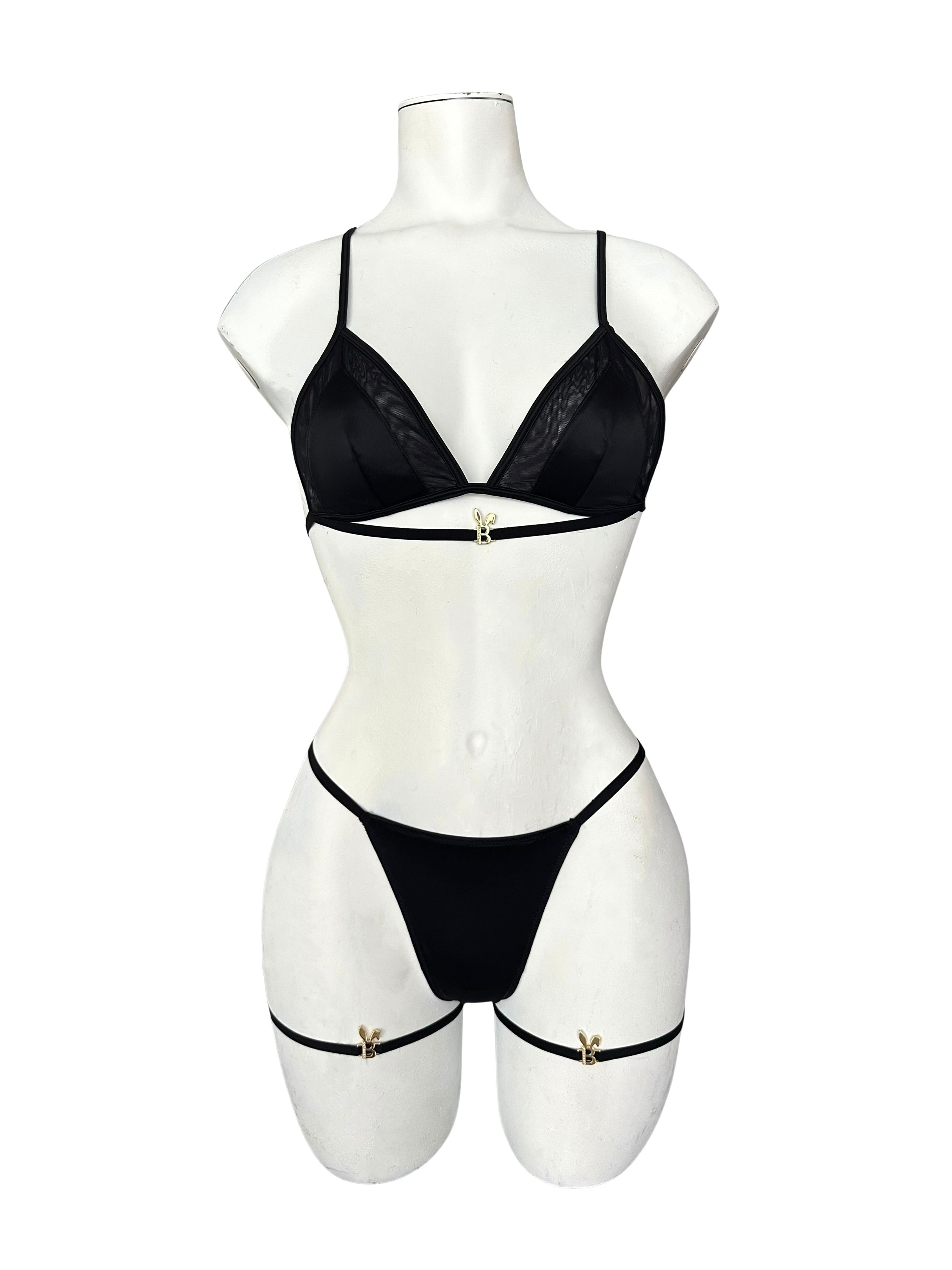 BUNNIES ROOM LINGERIE SET IN BLACK — lifestyle context