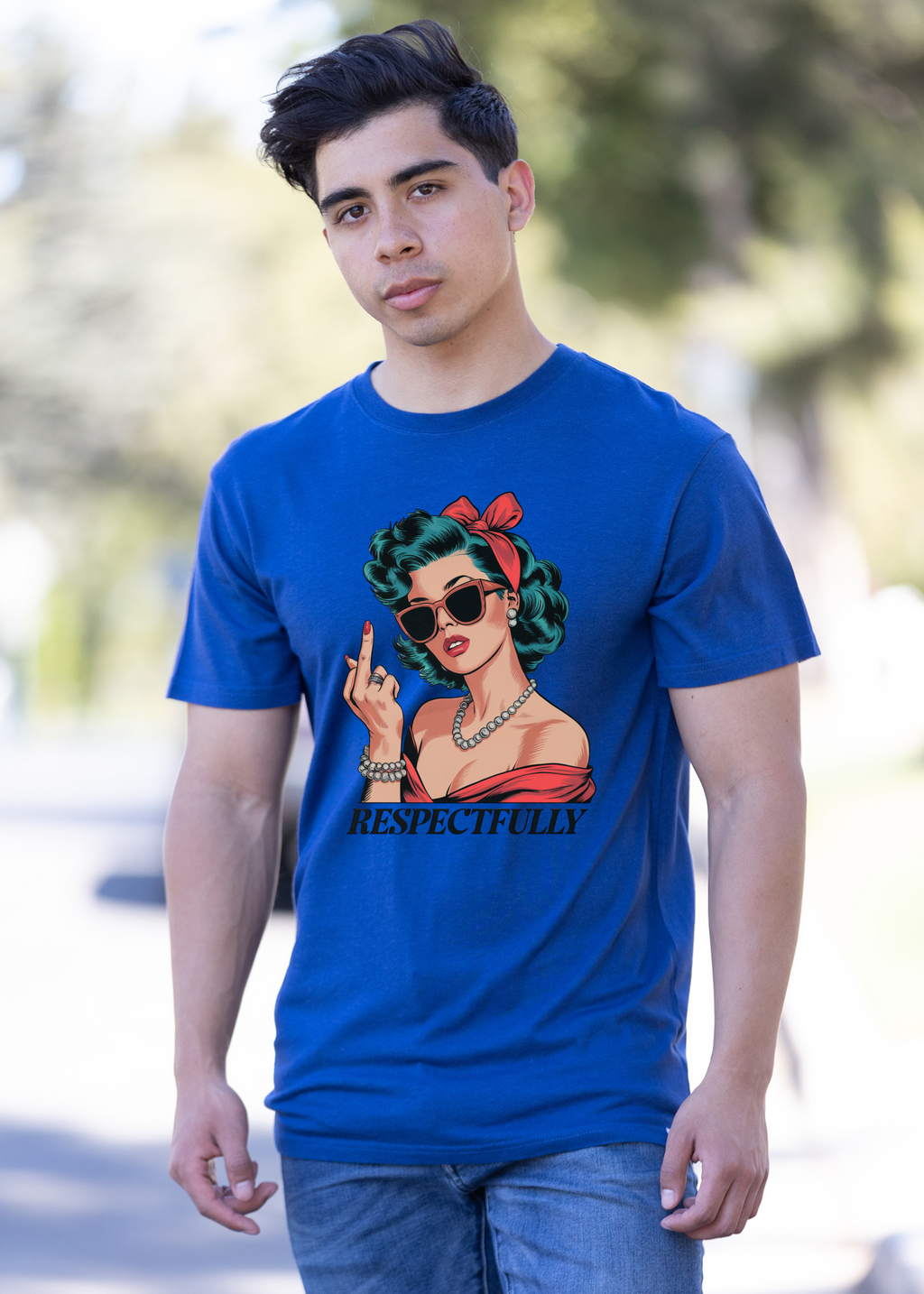 Spun Bamboo Respectfully Middle Finger Unisex Bamboo/Cotton Graphic T-Shirt — feature highlight