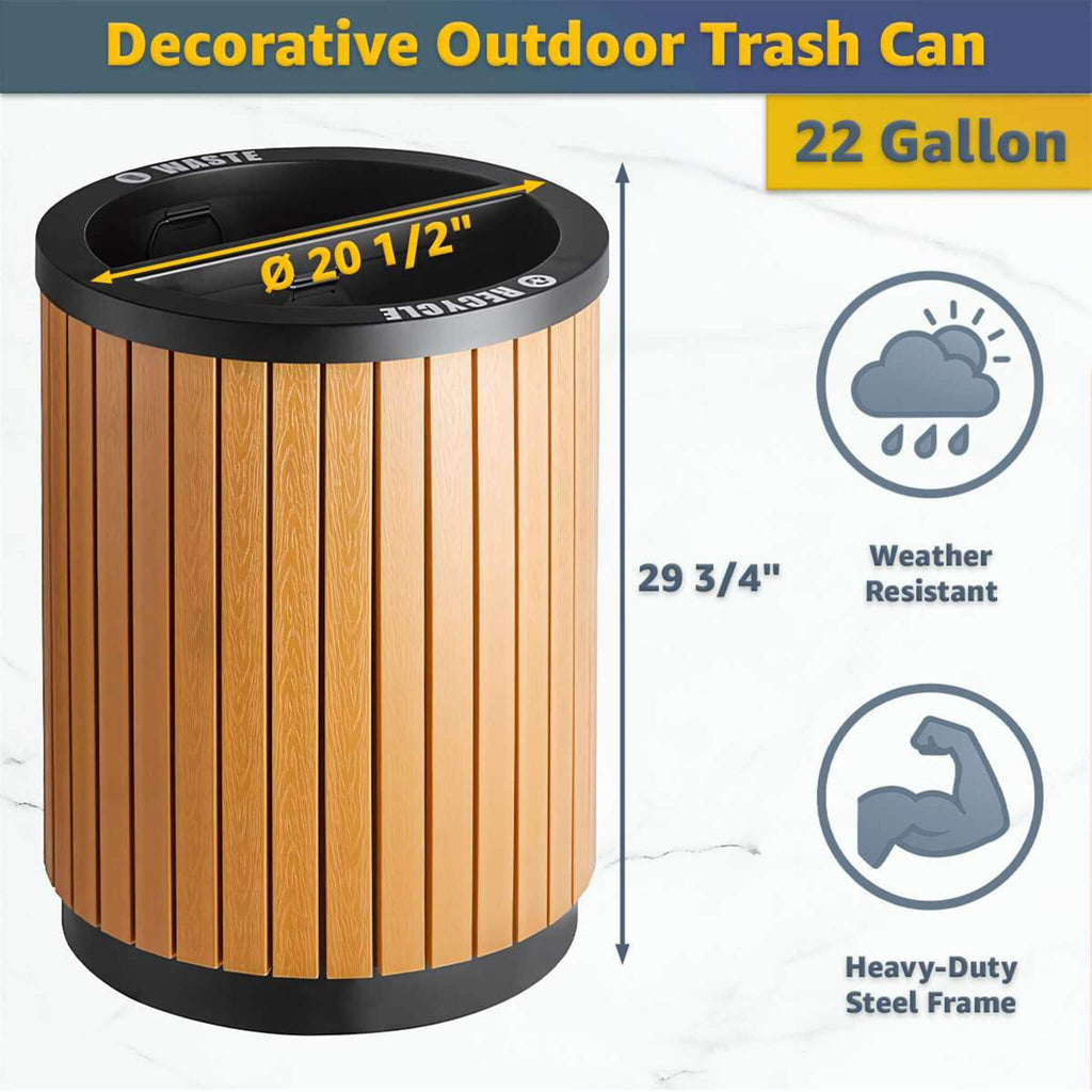 22-Gallon Heavy-Duty Commercial Outdoor Round Two-Stream Trash Can (SAK59821) – SAKSBY WHOLESALE, view 7
