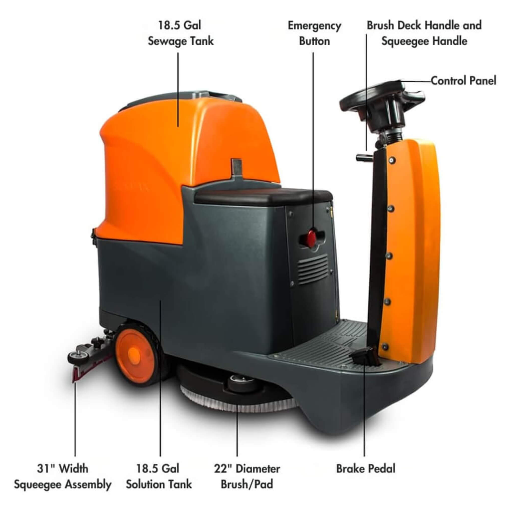 22-Inch Heavy-Duty Electric Industrial Ride-On Floor Scrubber With Dual Tanks (SAK40597) – SAKSBY WHOLESALE, view 5