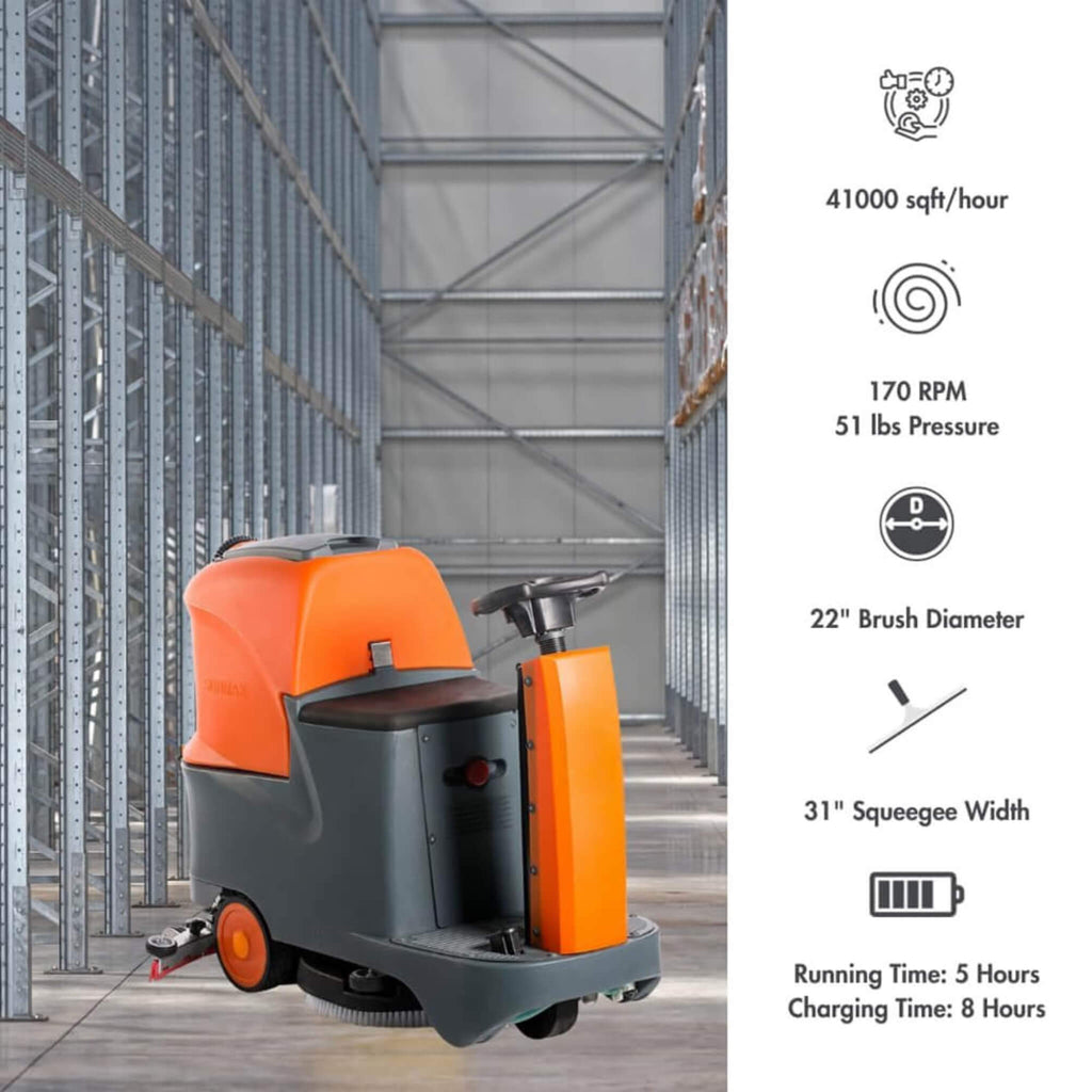 22-Inch Heavy-Duty Electric Industrial Ride-On Floor Scrubber With Dual Tanks (SAK40597) – SAKSBY WHOLESALE, view 6