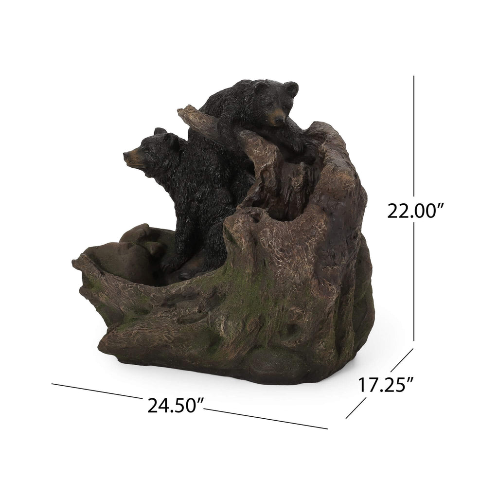 [CLEARANCE] Alora 22-Inch Weather-Resistant Outdoor Bears On A Log Floor Fountain With LED Lights (SAK77651) – SAKSBY WHOLESA