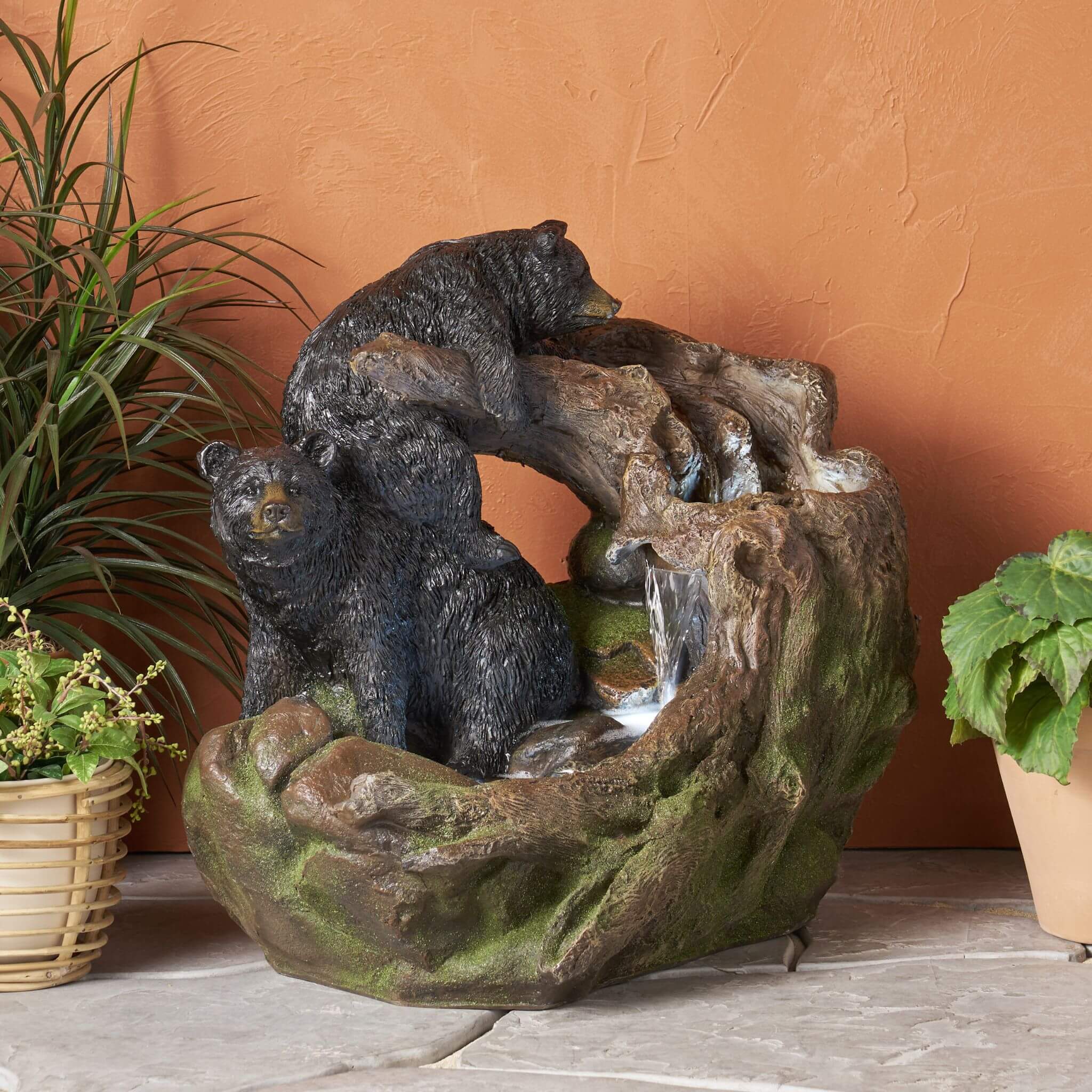 [CLEARANCE] Alora 22-Inch Weather-Resistant Outdoor Bears On A Log Floor Fountain With LED Lights (SAK77651) – SAKSBY WHOLESA