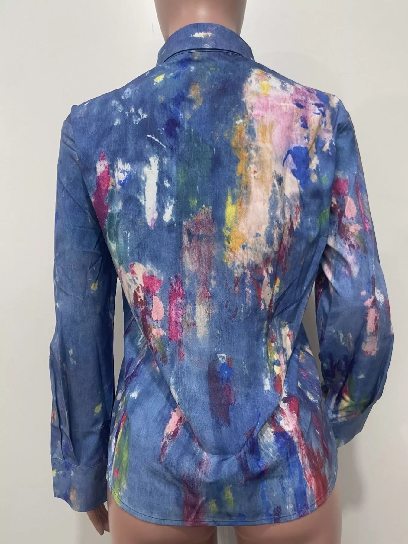 Artistic Painted Long Sleeve Denim Shirt