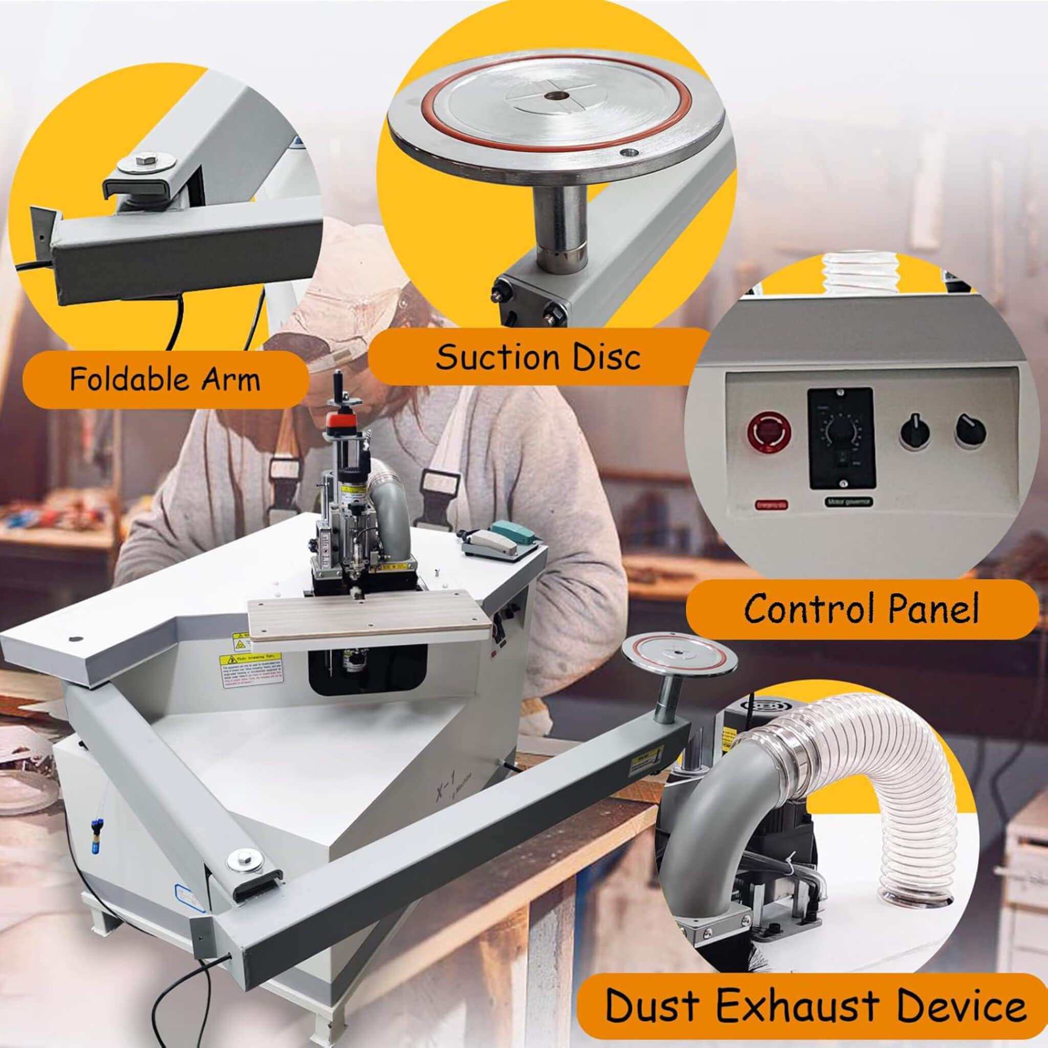 220V Curved Edge Trimming Machine With Foldable Arm (SAK60739) – SAKSBY WHOLESALE, view 8