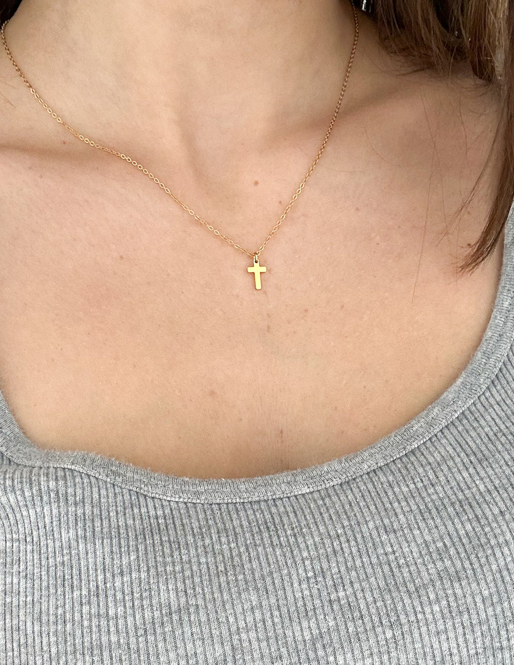 Elevated Faith Gold Cross Necklace — detail close-up