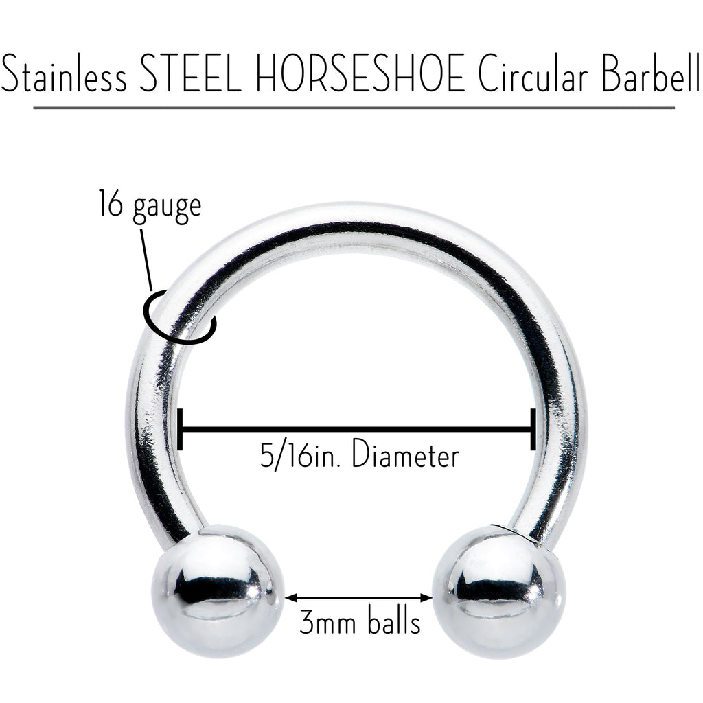 BodyCandy 16G 5/16 Stainless Steel Horseshoe Circular Barbell — side view