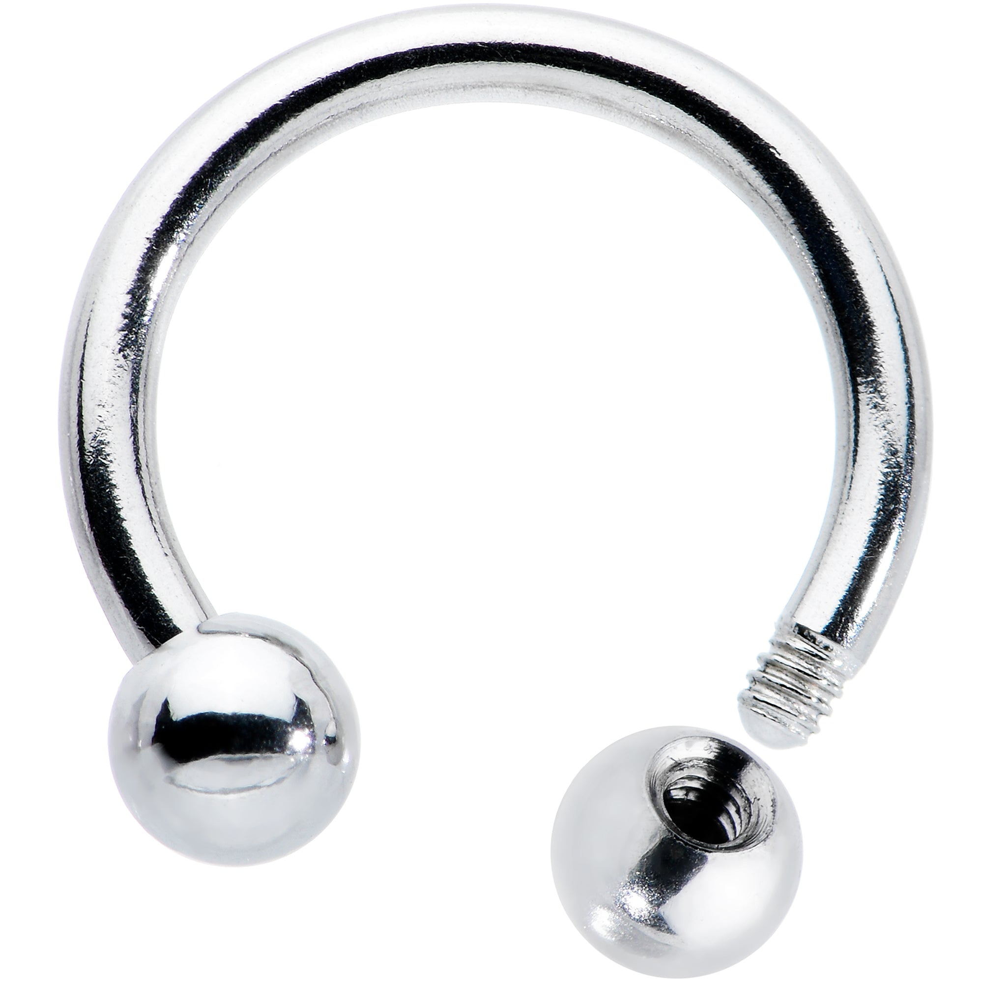 BodyCandy 16G 5/16 Stainless Steel Horseshoe Circular Barbell — back view