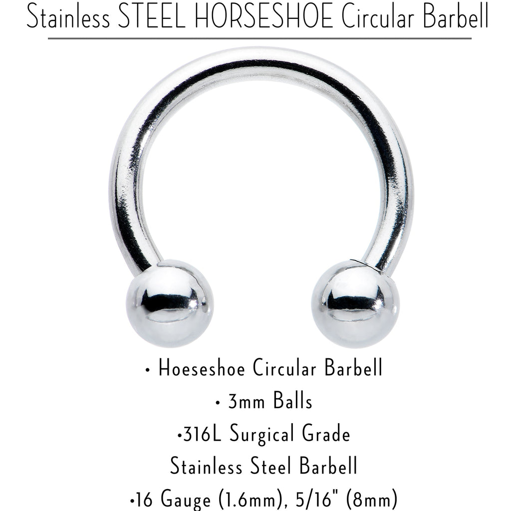 BodyCandy 16G 5/16 Stainless Steel Horseshoe Circular Barbell — in-use photo