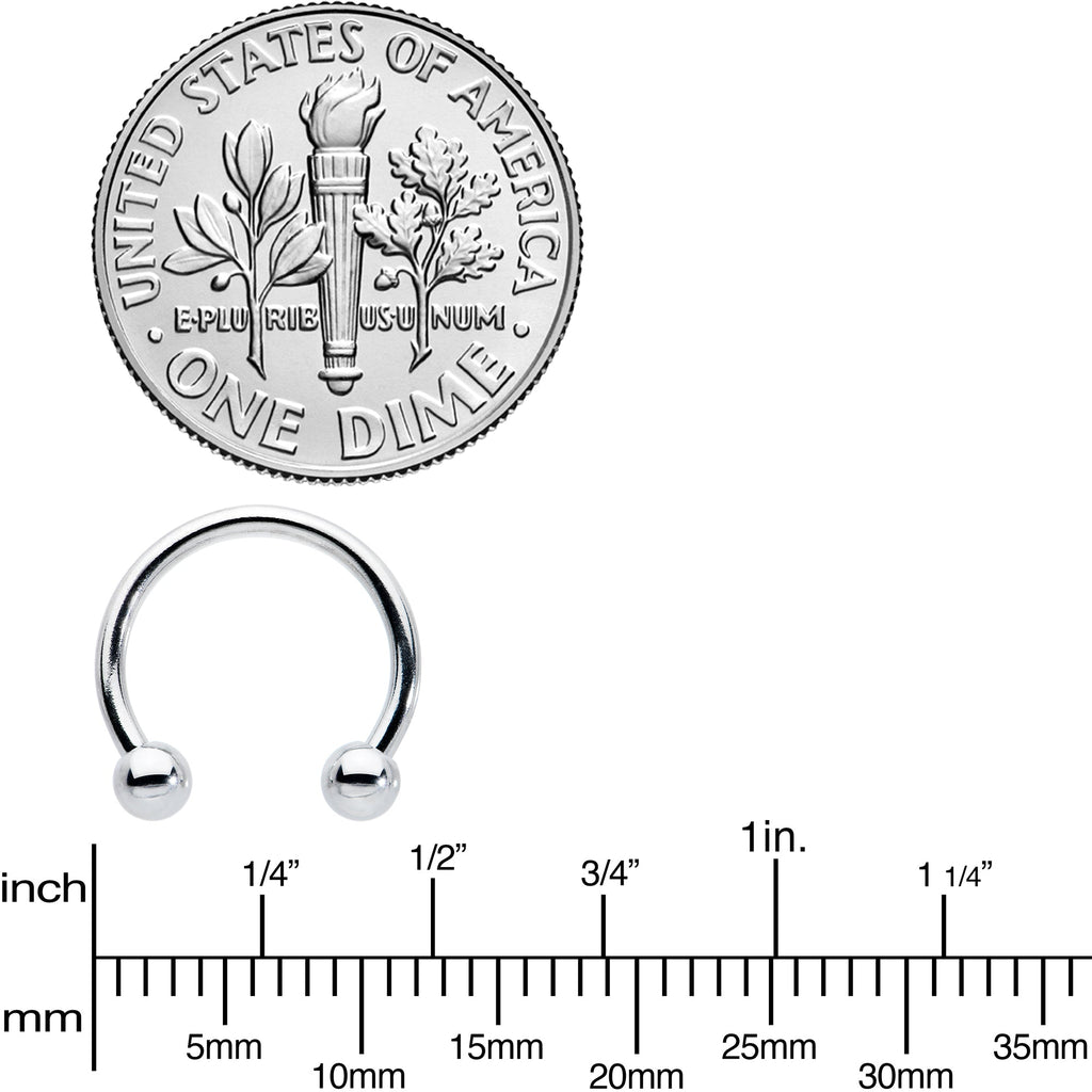BodyCandy 16G STEEL HORSE SHOE Circular Barbell 3/8 3mm — size reference