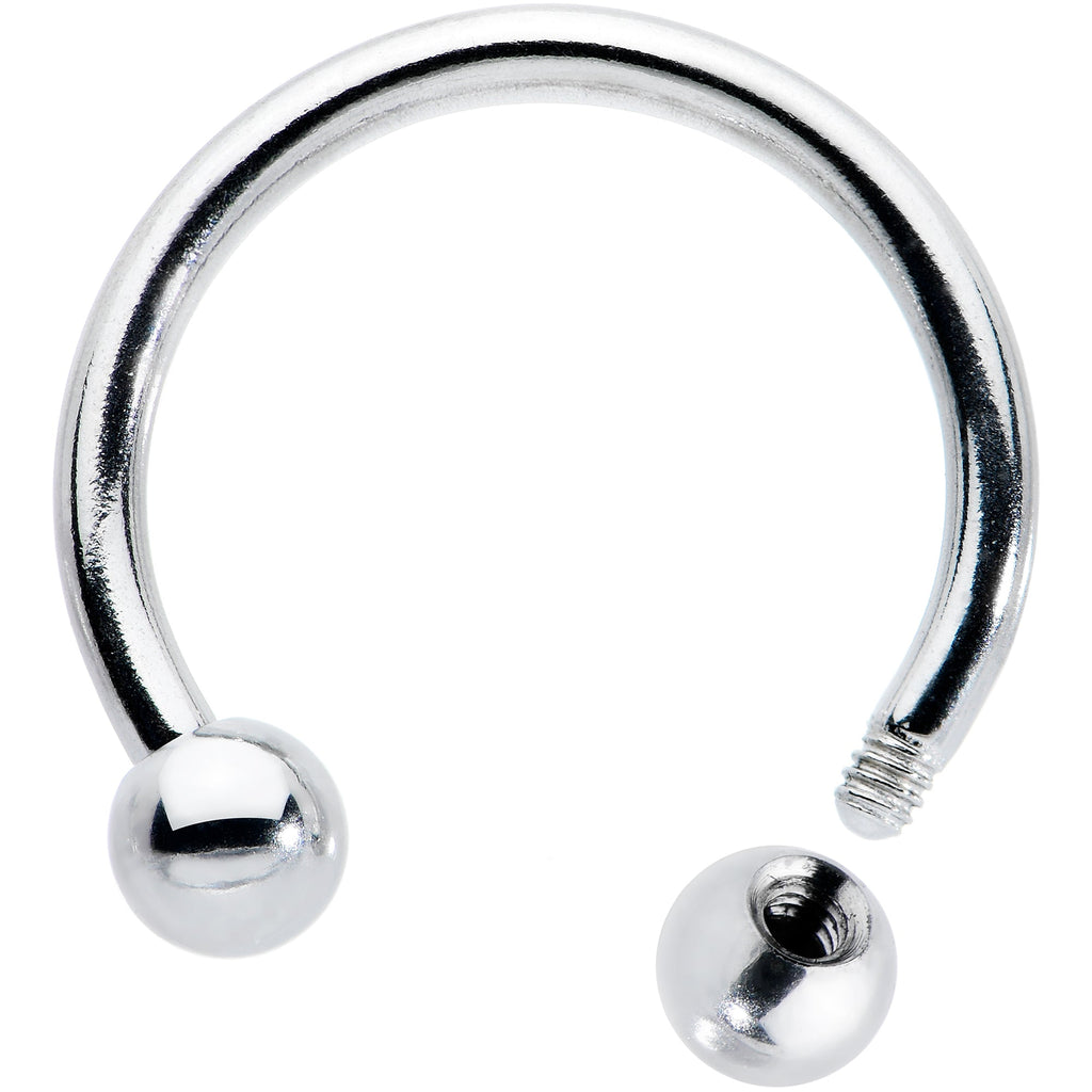 BodyCandy 16G STEEL HORSE SHOE Circular Barbell 3/8 3mm — back view